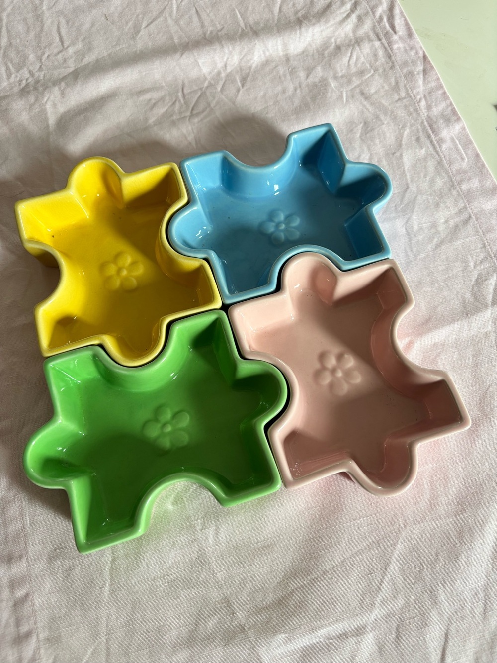 Vintage/Mid-Century Modern Ceramic Puzzle Piece serving dishes